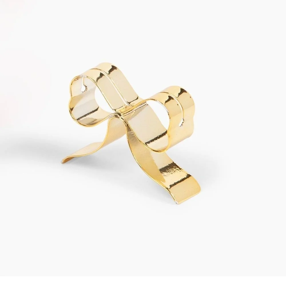 Elegant Gold Bow Place Card Holders (X)
